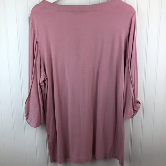 Coco Y Club Light Dusty Pink Tunic Top XXL, Scoop Neck, Cute Sleeves - Picture 7 of 9